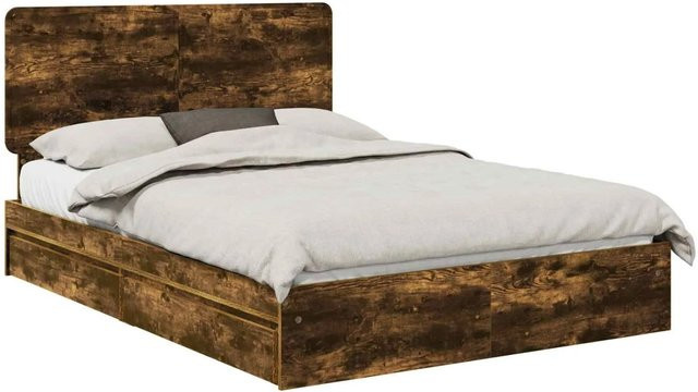vidaXL Stauraumbett mit Schubladen in Räuchereiche, Modernes Holzbett für Erwachsene, B/T/H: 160 x 200 x 163 cm - Bild 1