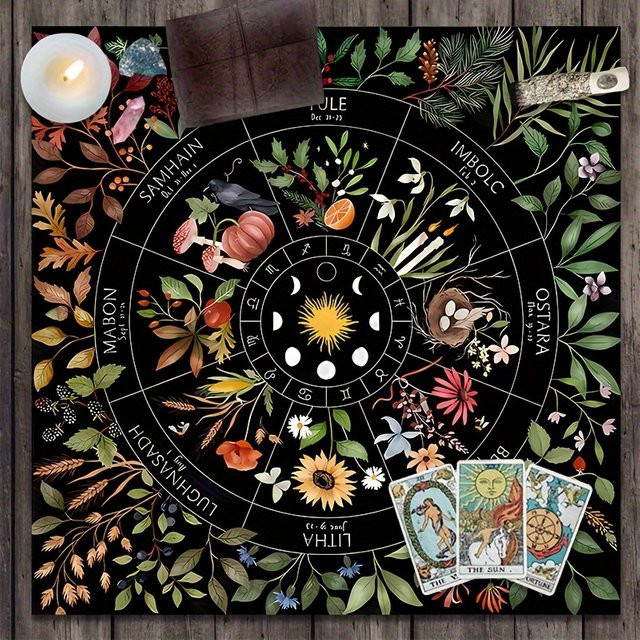 VIKAMA Tischdecke Mystic Festival mit Mondphasen und Stardust im Bohemian Tarot Design - Bild 1
