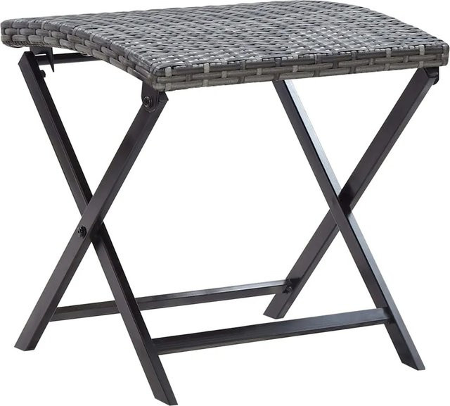 vidaXL Klapphocker aus Poly Rattan in Grau mit pulverbeschichtetem Stahlgestell, B/T/H: 40 x 40 x 44 cm - Bild 1