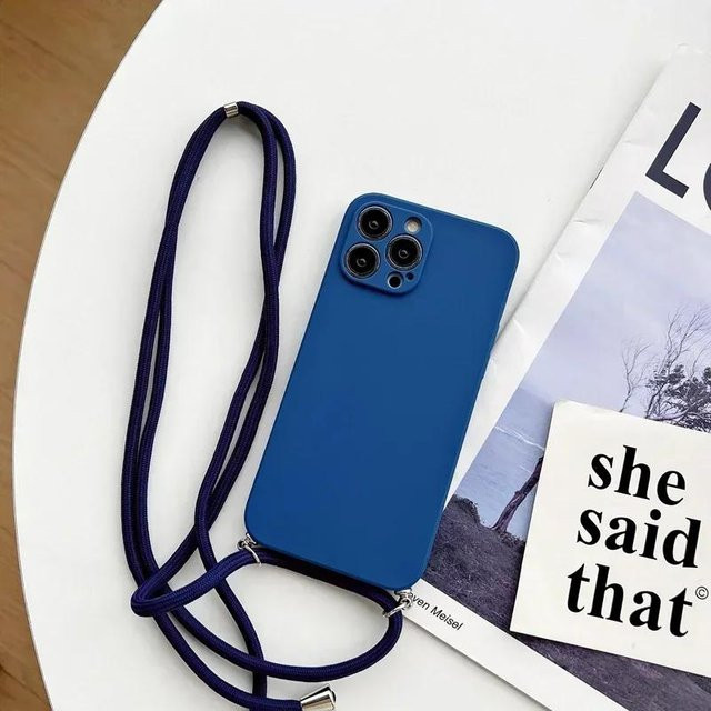 Rui Di Silikonhülle mit Crossbody Lanyard für Motorola Moto Edge 50 Fusion, Edge 40 Neo und weitere Modelle, Dunkelblau - Bild 1