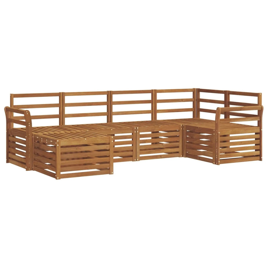 vidaXL Sofagarnitur aus Massivholz Akazie in Braun, 6-teiliges Gartenmöbel-Set für Terrasse und Garten mit Polstern - Bild 2