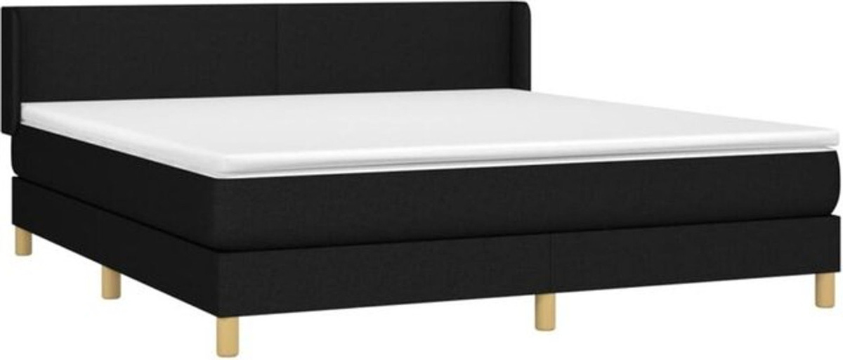 Vidaxl Boxspringbett mit Matratze in Schwarz aus Stoff und Massivholz B/T/H: 180 x 200 x 78 cm - Bild 1