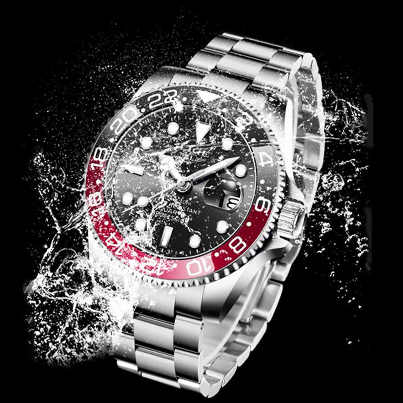 LIGE Digitaluhr, Quarz, Edelstahl, Schwarz, 43 mm, Herren - Bild 8