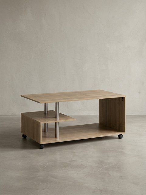 Drehbarer Couchtisch KADIMA DESIGN Sonoma in Mate Braun mit Rollen und Stauraum B/T/H: 105 x 48,5 x 60 cm - Bild 1