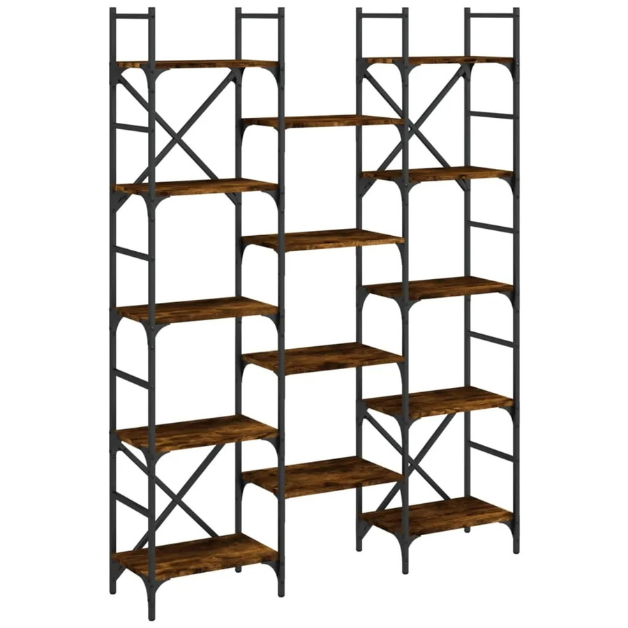 vidaXL Bücherregal aus Holzwerkstoff in Räuchereiche Braun, B/T/H: 127,5 x 28,5 x 172,5 cm - Bild 2