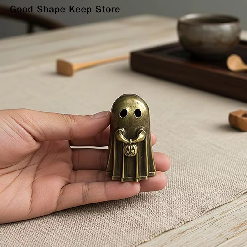 DailyGhost Räucherstäbchenhalter Kürbis als Tischdekoration in Gold, Vintage Metall-Ornament für Yoga und Meditation - Bild 4