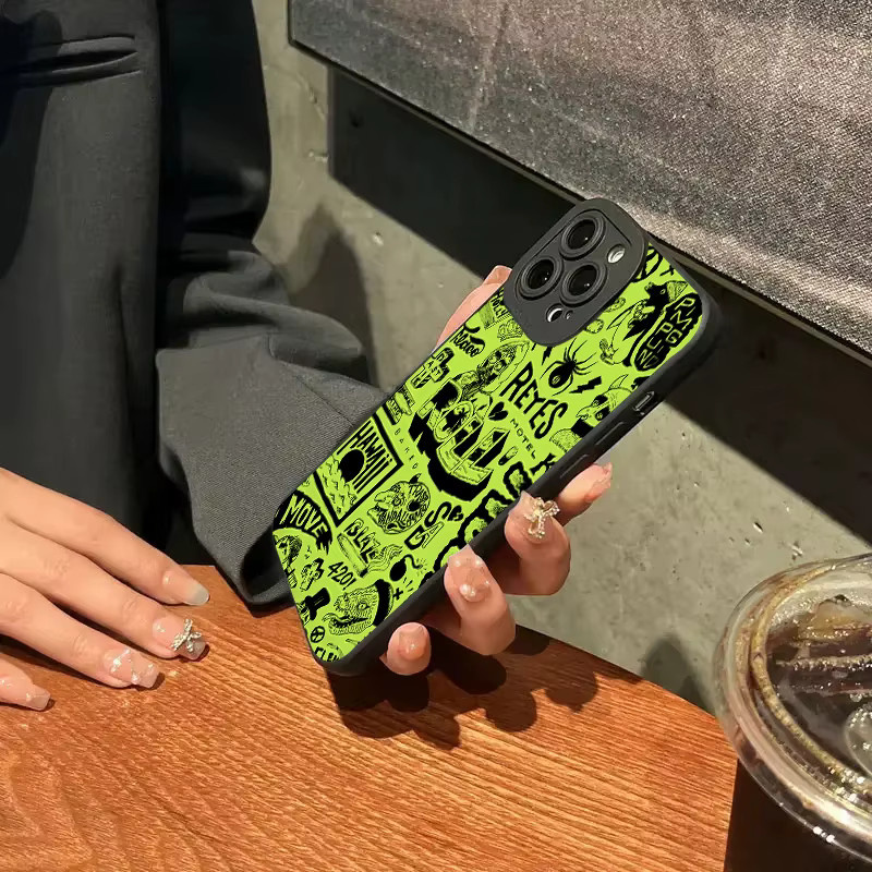 Grüne Silikon-Handyhülle mit Fluor-Design für iPhone 15 14 13 12 11 Pro Max XS XR 7 8 Plus, stoßfeste weiche Schutzhülle - Bild 4