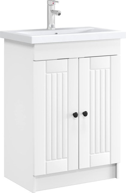 Yiwydaa Badezimmer Unterschrank Modern Weiß B/T/H: 56 x 37,5 x 81 cm - Bild 1