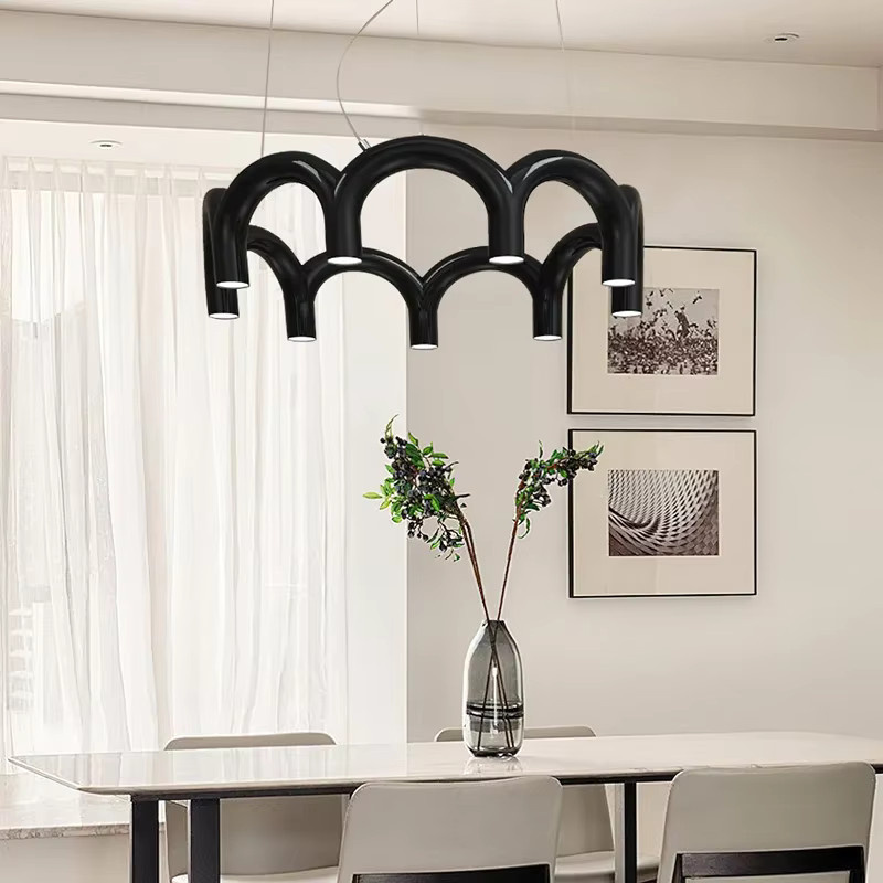 ZIMULONG Moderne U-förmige LED-Pendelleuchte in Schwarz für Wohnzimmer und Küche - Bild 1