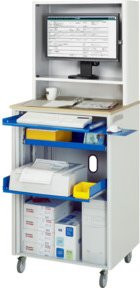 Fahrbare Computer-Station RAU mit Rollladen und internen Schubladen, B/T/H: 72 x 66 x 181 cm - Bild 1