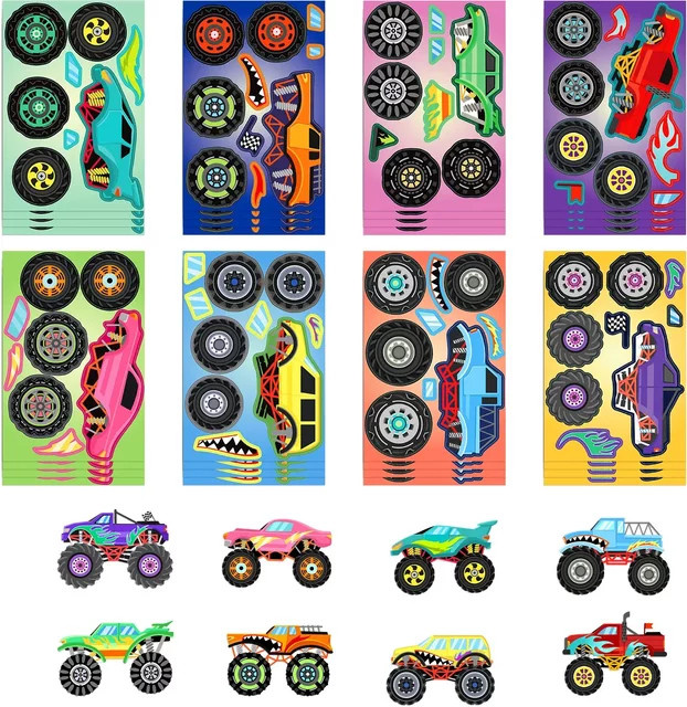 Monster Truck Car Assembly Aufkleber, 8-teiliges Set, bunt - Bild 1
