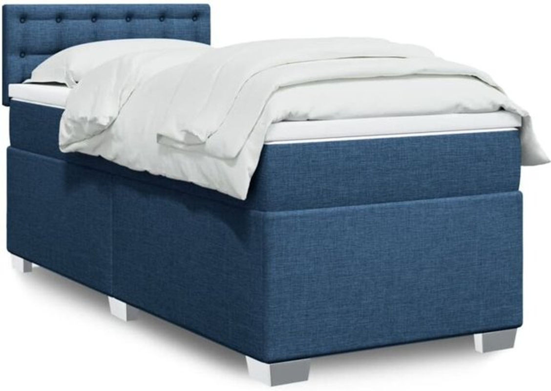 Vidaxl Boxspringbett mit Matratze in Blau und Weiß aus Stoff, B/T/H: 200 x 80 x 100,5 cm - Bild 1
