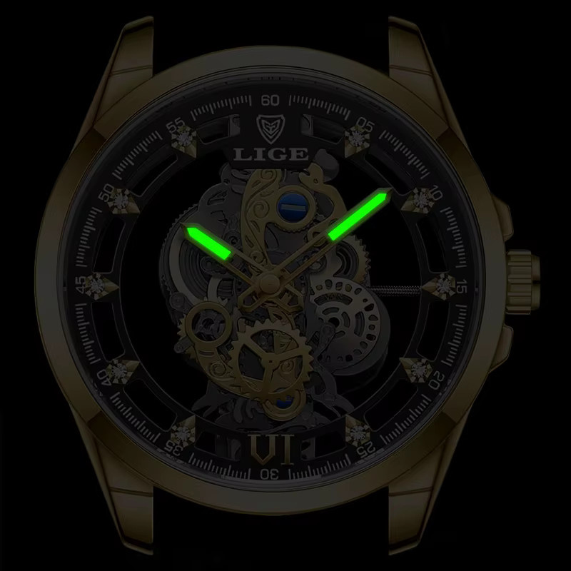 Lige Armbanduhr, Quarz, Gold, Edelstahl, Herren - Bild 3