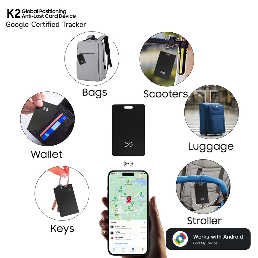 leapii Android Wallet Tracker Card Black – Wasserdichter wiederaufladbarer Tracker für Google Find My Device mit kabellosem Laden - Bild 4