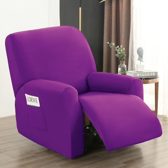 4er-Set wasserdichte Sesselbezüge in Lila, elastische und rutschfeste Schutzbezüge für Wohnsessel und Relaxsessel aus Polyester-Elastan-Mix - Bild 1