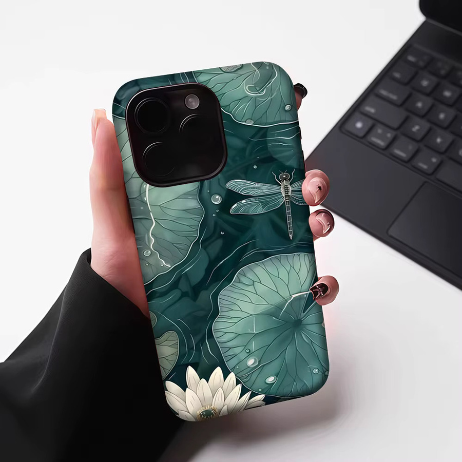 Potdemiel Magnetische Handyhülle Lotus & Libellen-Teich für iPhone 17 16 15 14 13 Pro Max Plus, Robuste Ein- und Doppelschichtige Hülle, Mehrfarbig - Bild 6