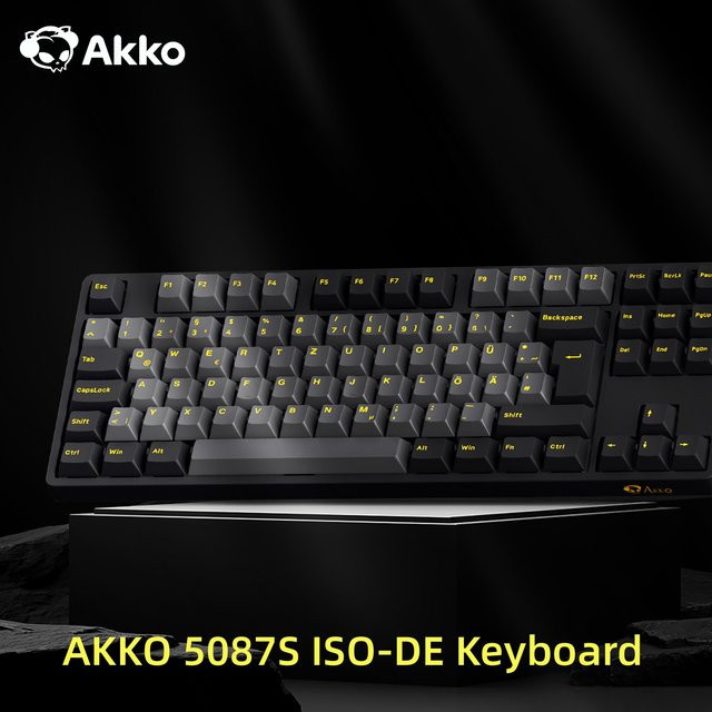 AKKO 5087S Mechanische Gaming-Tastatur in Schwarz und Gold mit ISO-DE-Layout, TKL, RGB, Hot-Swap und N-Key Rollover, kabelgebunden - Bild 1