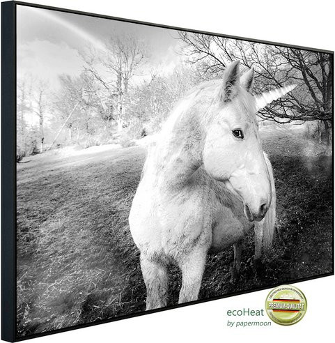 papermoon Infrarotheizung EcoHeat Einhorn Schwarz Weiss mit Matt-Effekt und App-Steuerung - Bild 1