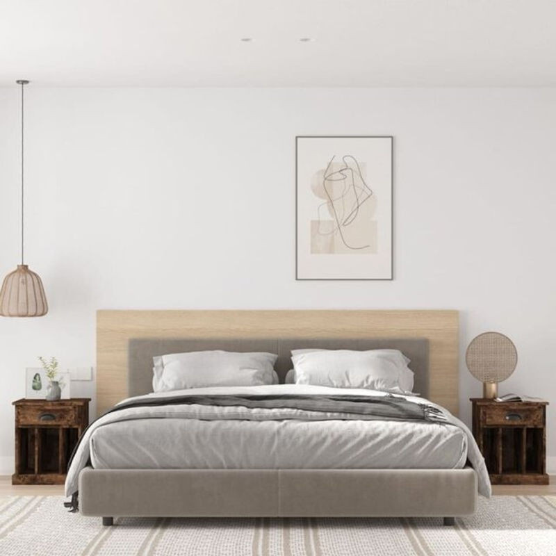 Set aus 2 Nachttischen von Vidaxl in Räuchereiche, Braun, B/T/H: 43 x 36 x 50 cm - Bild 1