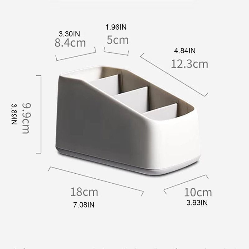 Desktop Organizer in Trapezform mit 4 Fächern für Fernbedienungen und Schreibwaren, Weiß, Kunststoff - Bild 4