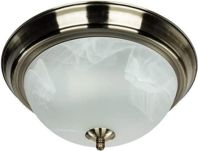 EASYLIGHT Deckenleuchte Rund im Jugendstil aus Messing und Glas in Messing/Weiß, Durchmesser: 28,5 cm, 2x E27 - Bild 1