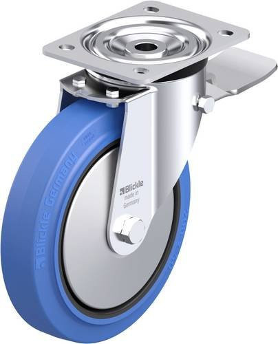 Blickle L-POEV 200R-ST-SB-FA Stahlblech-Lenkrolle aus verzinktem Stahl mit Rad-Durchmesser 200 mm und einer Tragfähigkeit von 400 kg - Bild 1