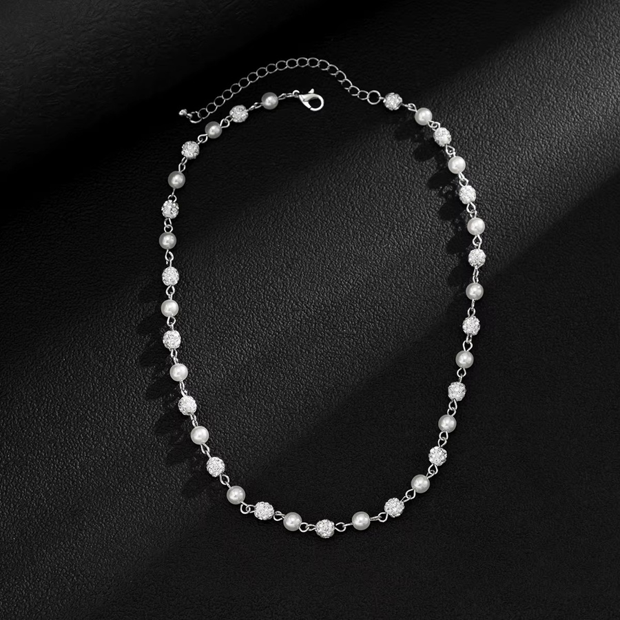 Ingemark Halskette, Perlen, Strass, Silber Farbe, Herren - Bild 3