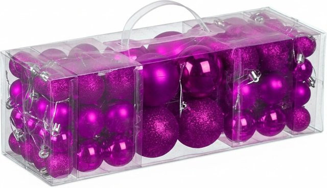 Relaxdays Weihnachtskugeln Set aus Kunststoff in Rosa, 76er Set, bruchsicher - Bild 1