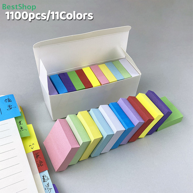 Bunte quadratische Haftnotizen und Registerblätter in 11 Farben, abnehmbare Mini-Selbstklebe-Notizblöcke aus Papier, Multicolor - Bild 1