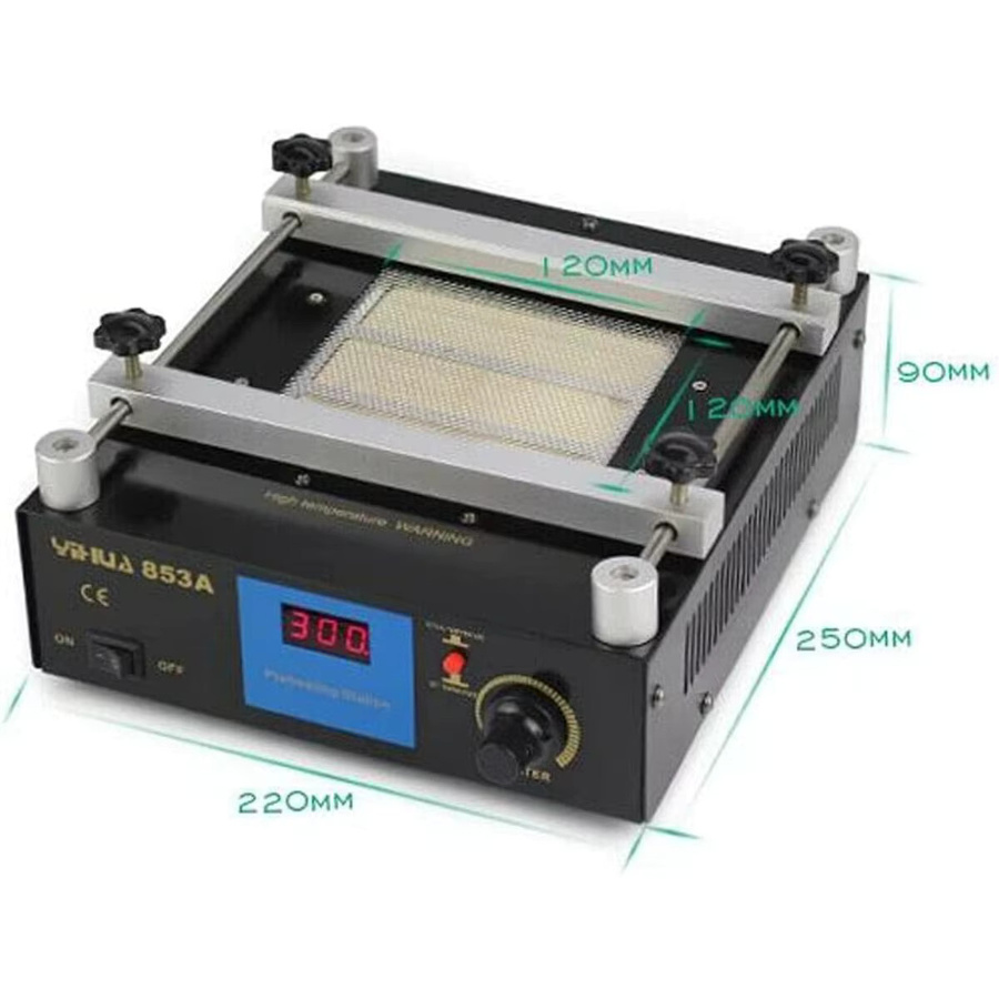 Infrarot-Vorheiz-Lötstation 450W mit digitalem PID-Regler und LED-Anzeige, schwarzer PCB-Vorwärmer mit Keramik-Emitter für Elektronik-Reparatur, Heizfläche: 12 x 12 cm - Bild 2
