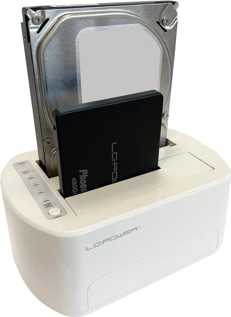LC Power LC-DOCK-U3-VI HDD und SSD Dockingstation mit SATA und USB 3.2 Gen 2x1 für 2.5 und 3.5 Zoll in Weiß - Bild 1