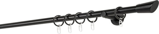 Mydeco Gardinenstange Rag mit Endstück aus Metall in Schwarz, Durchmesser: 2 cm, Länge: 190 cm - Bild 1