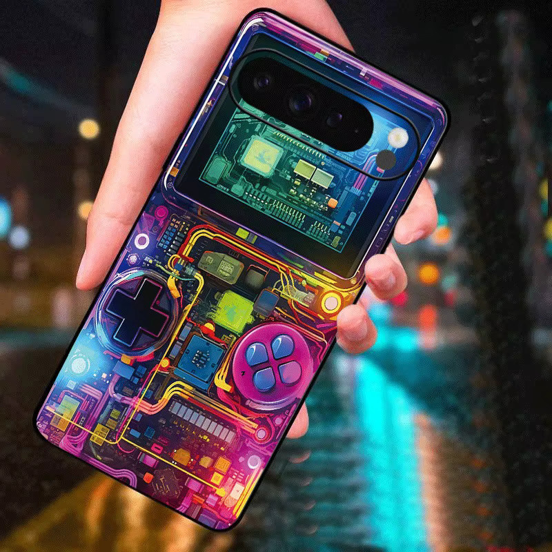 Retro-Gaming-Konsole LED-Handyhülle für Google Pixel 9 10 Pro XL Fold 8 7 6a Multicolor mit Glas-Schutzhülle - Bild 2