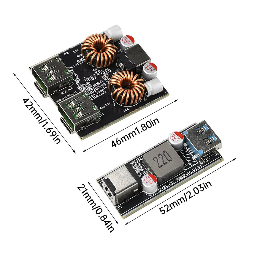 diymore DIY Motherboard Desktop Ladegerät Modul mit 100W bis 140W PD QC AFC FCP VOOC Unterstützung in Schwarz - Bild 4
