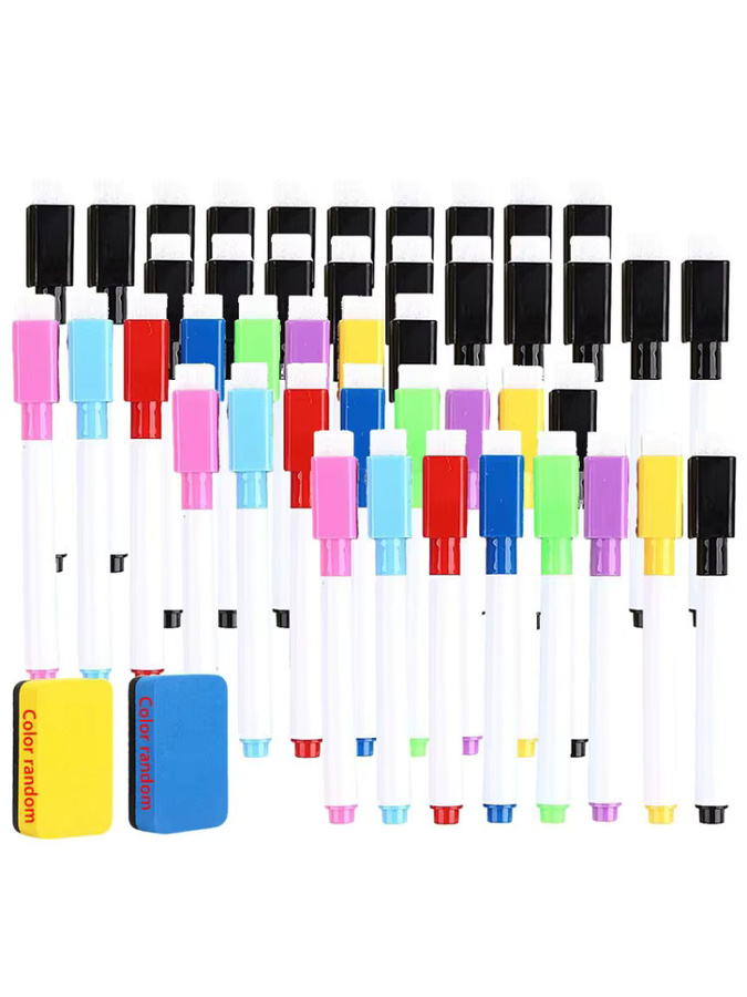 Whiteboard-Marker Set mit magnetischem Radierer, trocken abwischbar, Bullet-Spitze, 8 Farben (Schwarz und Mehrfarbig) - Bild 5