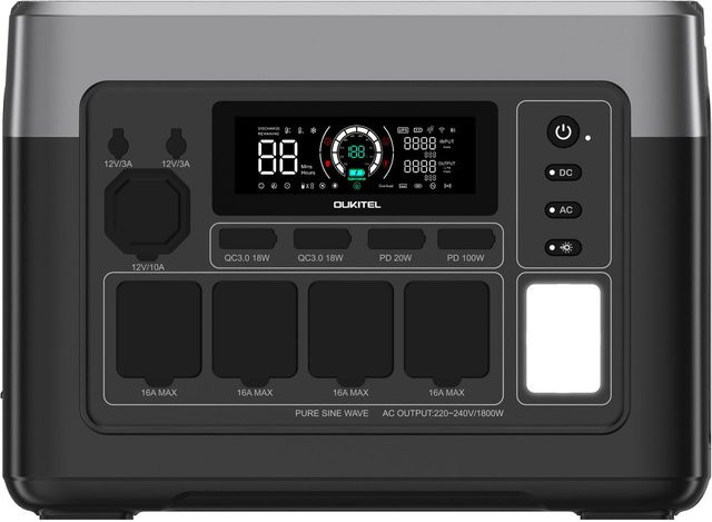 OUKITEL P1500E PLUS Kraftwerk 1536Wh in Grau mit 1800W/3600W und LiFePO4 Akku - Bild 1