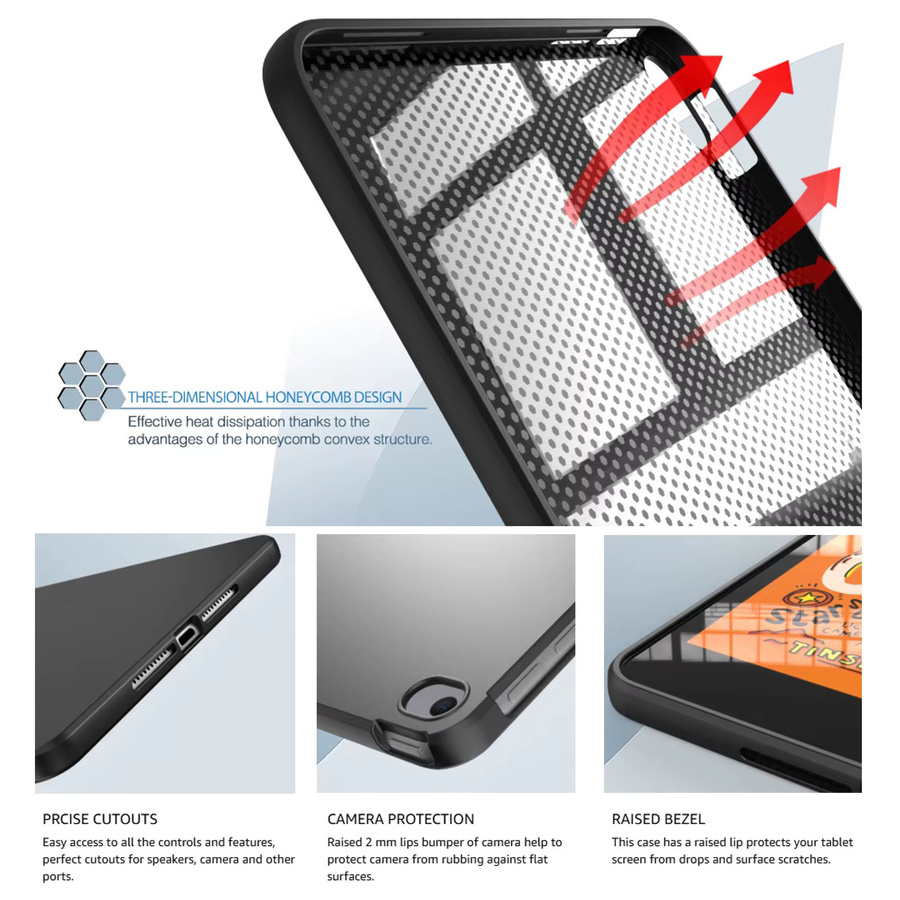 Schwarze Silikon-Schutzhülle mit Wabendesign für iPad Mini, Air und Pro von tzion - Bild 2