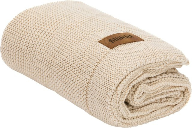 Fillikid Babydecke aus Bio-Baumwolle in Strickoptik, Beige, B/H: 80 x 100 cm - Bild 1