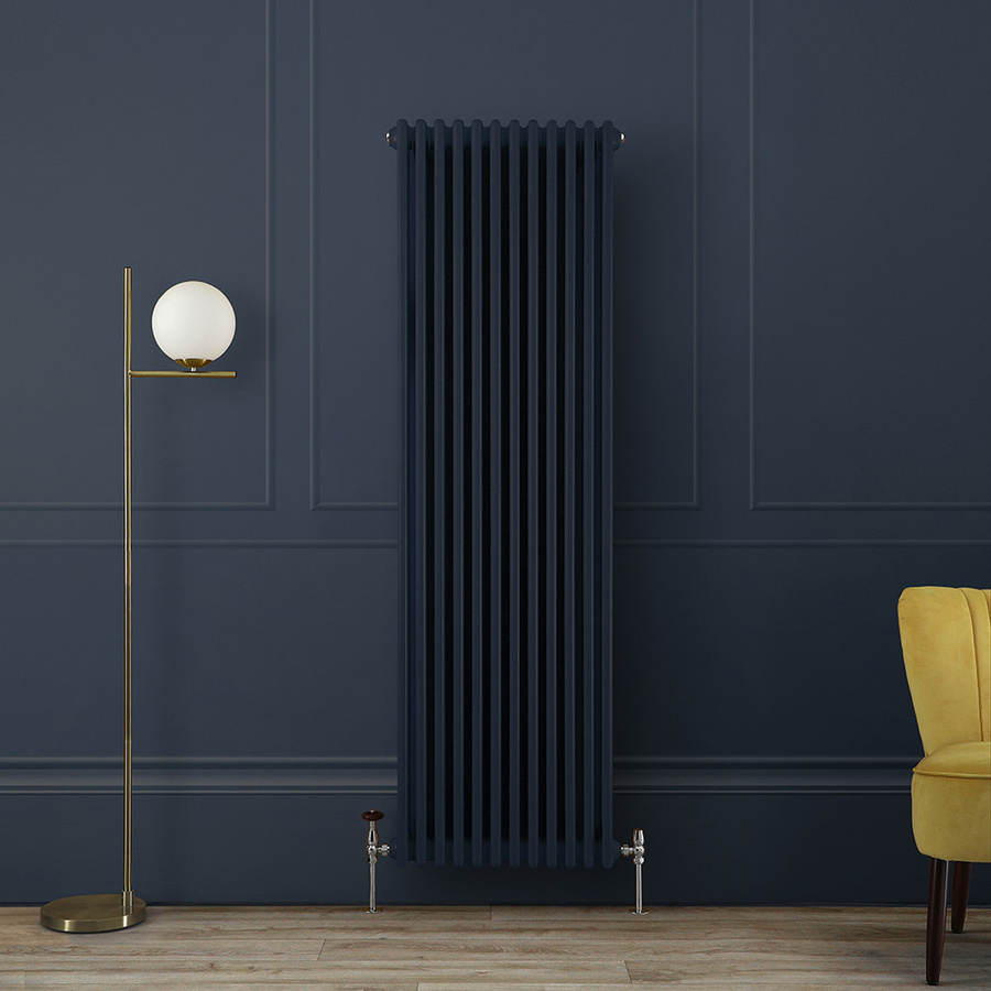 Hudson Reed Gliederheizkörper 2-säulig vertikal, Farbe: Regal Blau, Höhe: 180 cm, Breite: 56 cm, Tiefe: 6,8 cm - Bild 1
