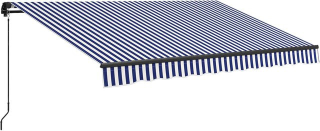 Outsunny Markise blau mit Kurbel und klappbaren Armen, Wandmontage, B/H: 290 x 350 cm - Bild 1