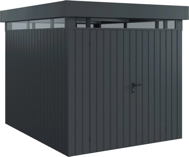 EcoStar Gerätehaus Euroline mit Pultdach und Lichtband, 2-flüglig, Anthrazit, B: 277 cm, T: 229 cm - Bild 1