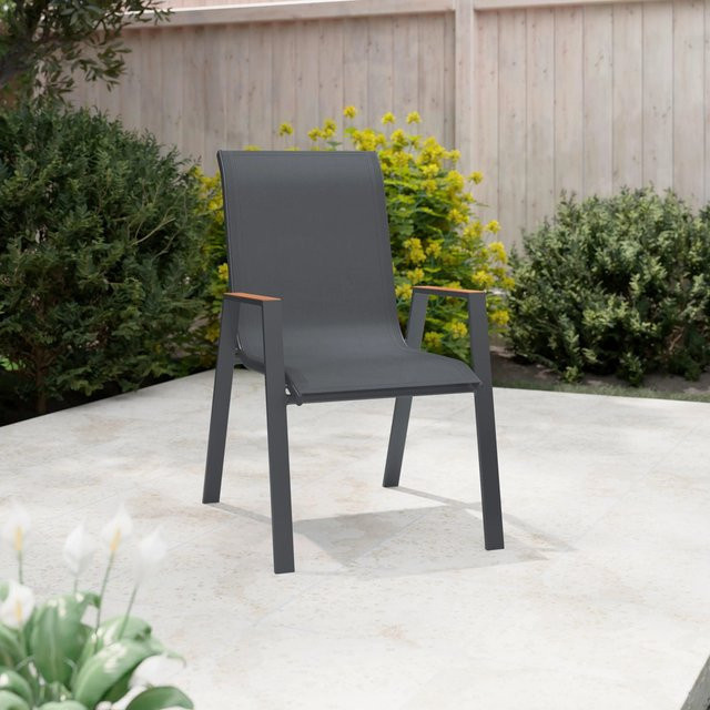 Mömax Gartenstuhl Deni 1 in Anthrazit und Beige mit Textilene-Bezug und Armlehnen, B/T/H: 54 x 46 x 90 cm - Bild 1