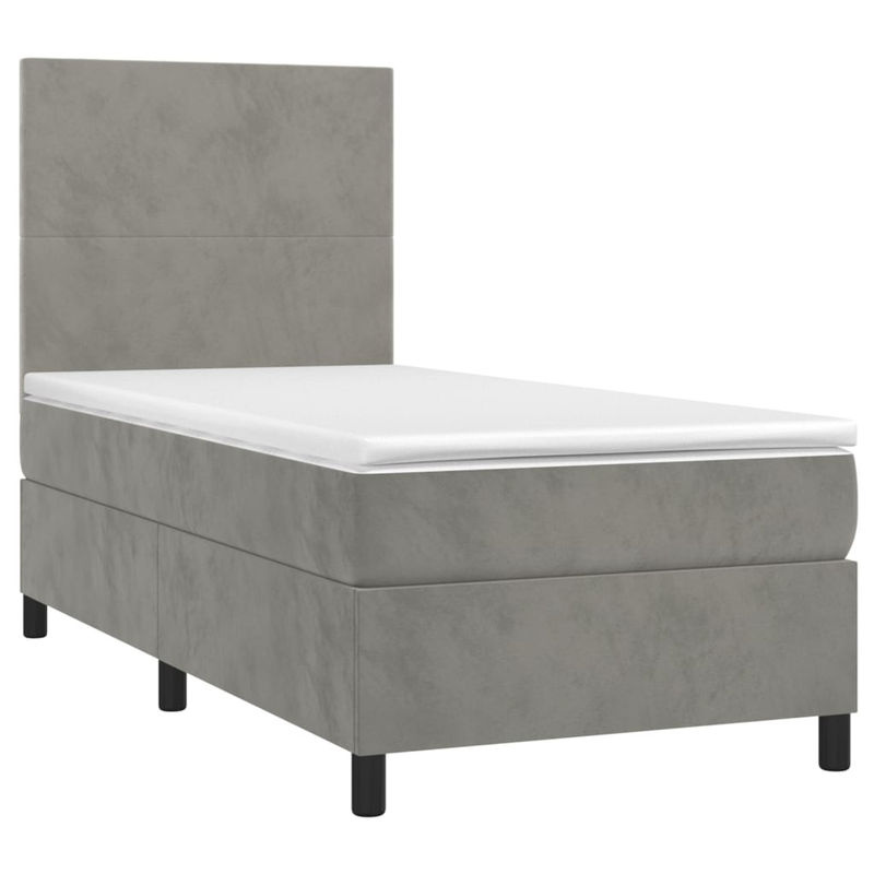 Vidaxl Boxspringbett mit Matratze und LED in Grau aus Samt, B/T: 100 x 200 cm - Bild 4