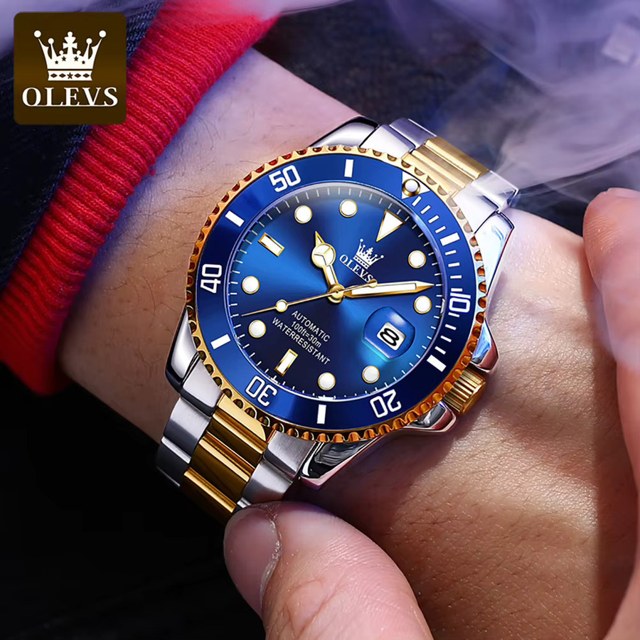 OLEVS Armbanduhr Automatik, Edelstahl, Gold, Herren - Bild 3