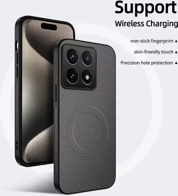 Magnetische MagSafe Schutzhülle für Xiaomi Poco X7, F7 Pro, Redmi Note14 Pro, 14T und Xiaomi 15Ultra, stoßfest, in Schwarz oder Grau - Bild 1