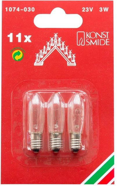 Konstsmide Ersatzbirne für 10-flammige Holzleuchter, Kerzenform, Transparent, E10 - Bild 1
