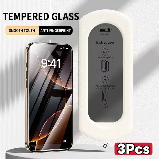 3er-Pack Anti-Spionage Displayschutzfolie aus gehärtetem Glas für iPhone 17 16 15 14 13 12 11 Pro Max Plus Xs Xr in Transparent - Bild 1