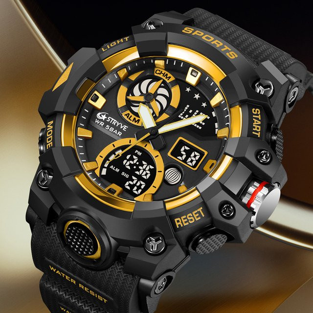 STRYVE Armbanduhr, Analog-Digital, Schwarz, Kunststoff, Edelstahl, 5 ATM, Herren - Bild 1