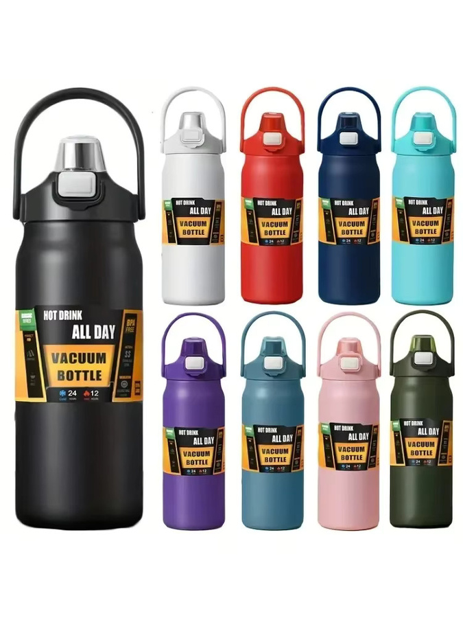 Thermos Vakuum Edelstahlbecher mit Strohhalm, Isolierte Trinkflasche für Heiß- und Kaltgetränke, Farbe: Purple, Volumen: 35,5 l - Bild 6