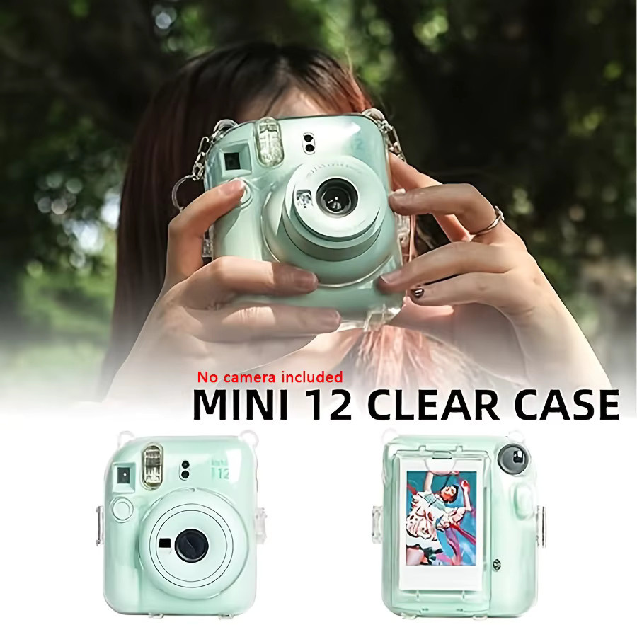 5-teiliges Set transparente Schutzhülle aus Hart-PC für Fujifilm Instax Mini 12 inklusive 2 Riemen und Aufklebern - Bild 4
